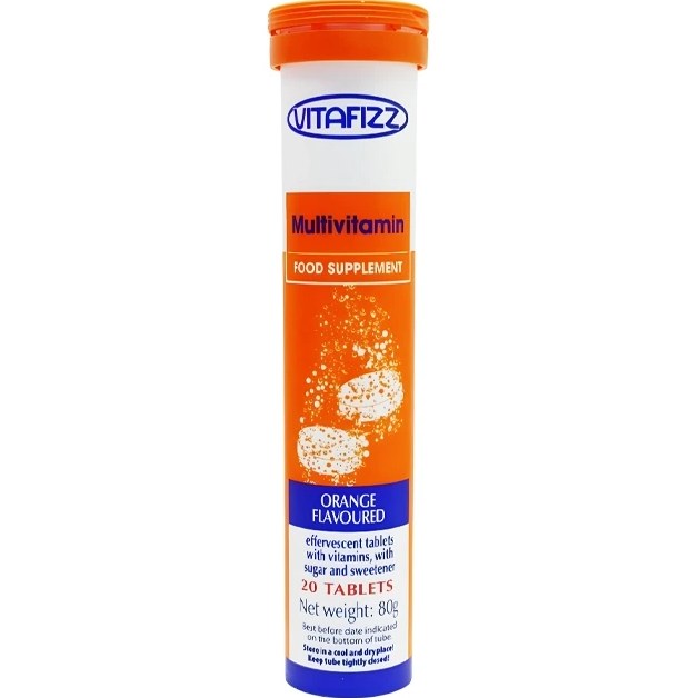 قرص جوشان ويتافيز Vitafizz با طعم پرتقال مولتی ویتامین قوطی 20 عددی مدل Multivitamin
