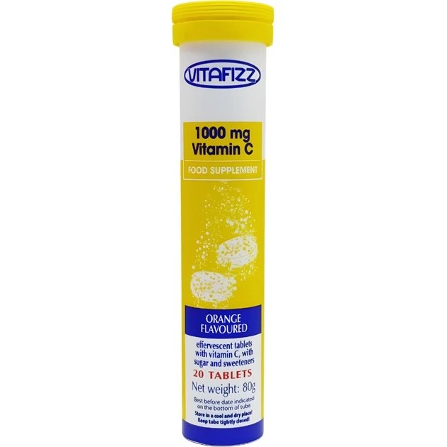 قرص جوشان ويتافيز Vitafizz با طعم پرتقال ويتامين سی 1000 قوطی 20 عددی مدل Vitamin C 1000