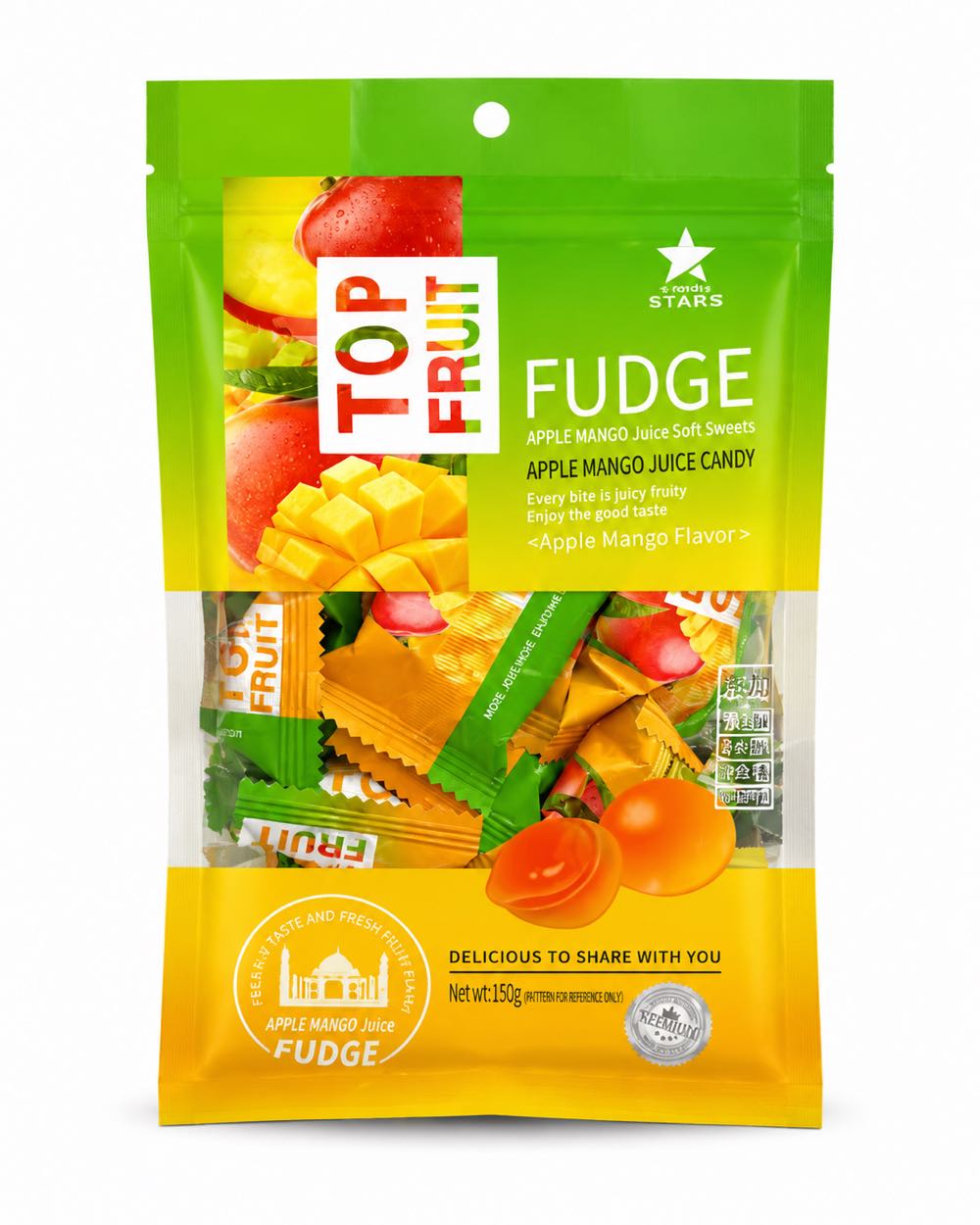 آبنبات سیب و انبه Top Fruit Fudge | آبنبات نرم میوه‌ای خارجی