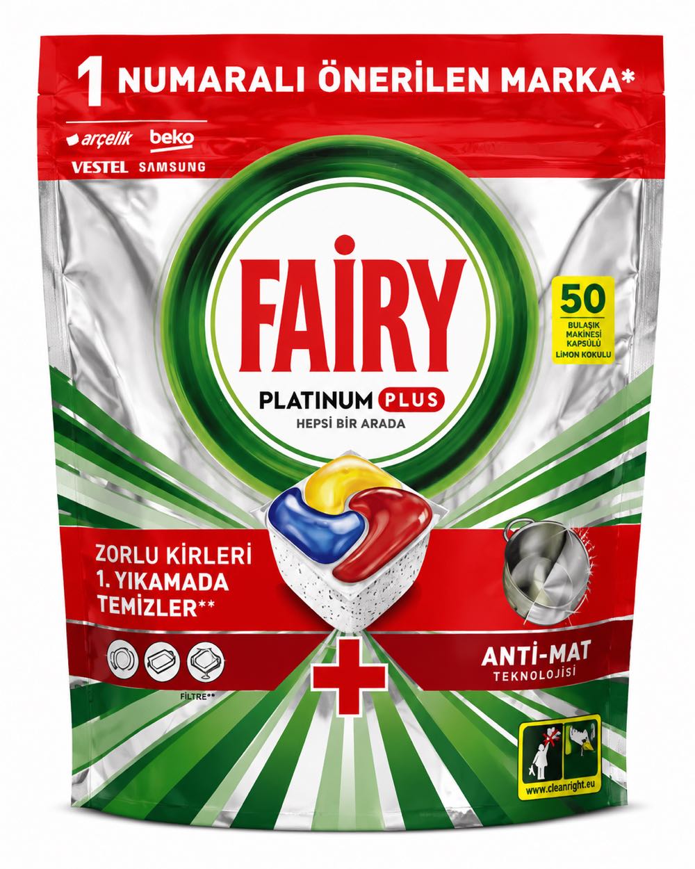 قرص ماشین ظرفشویی فیری 50عددی Fairy Platinum Plus 